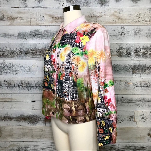 Impulse California Pink Green Stretch Jacket Top - Picture 2 of 11